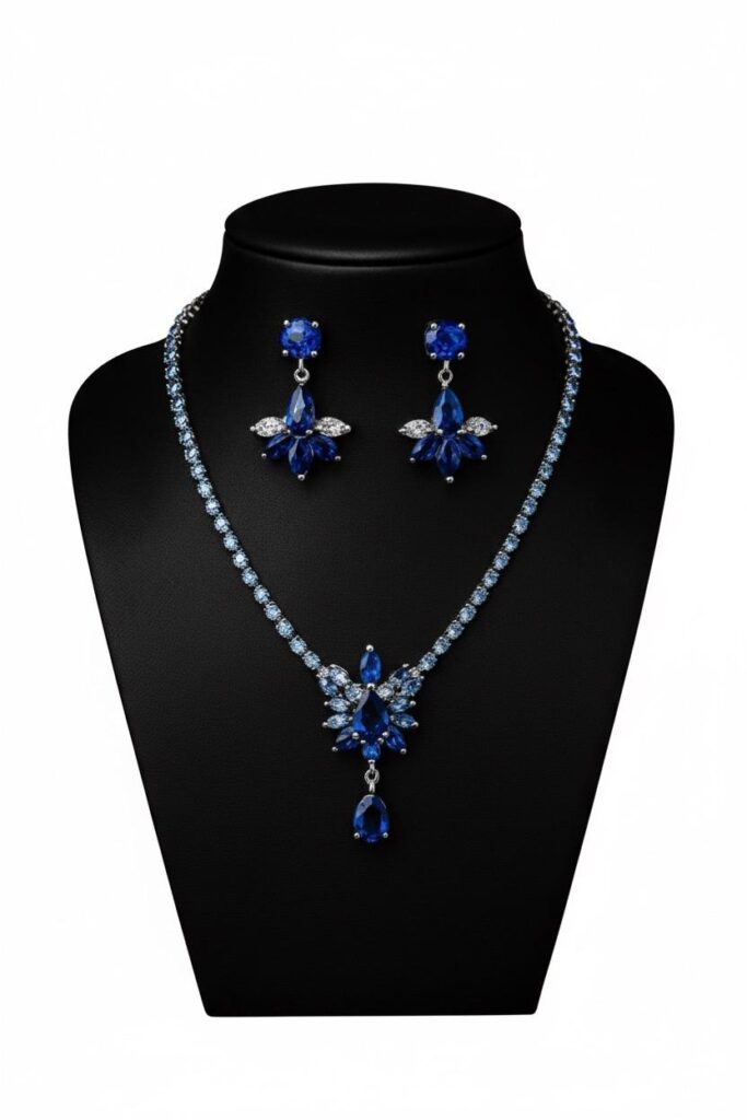 Sapphire Cascade Necklace & Earring Set