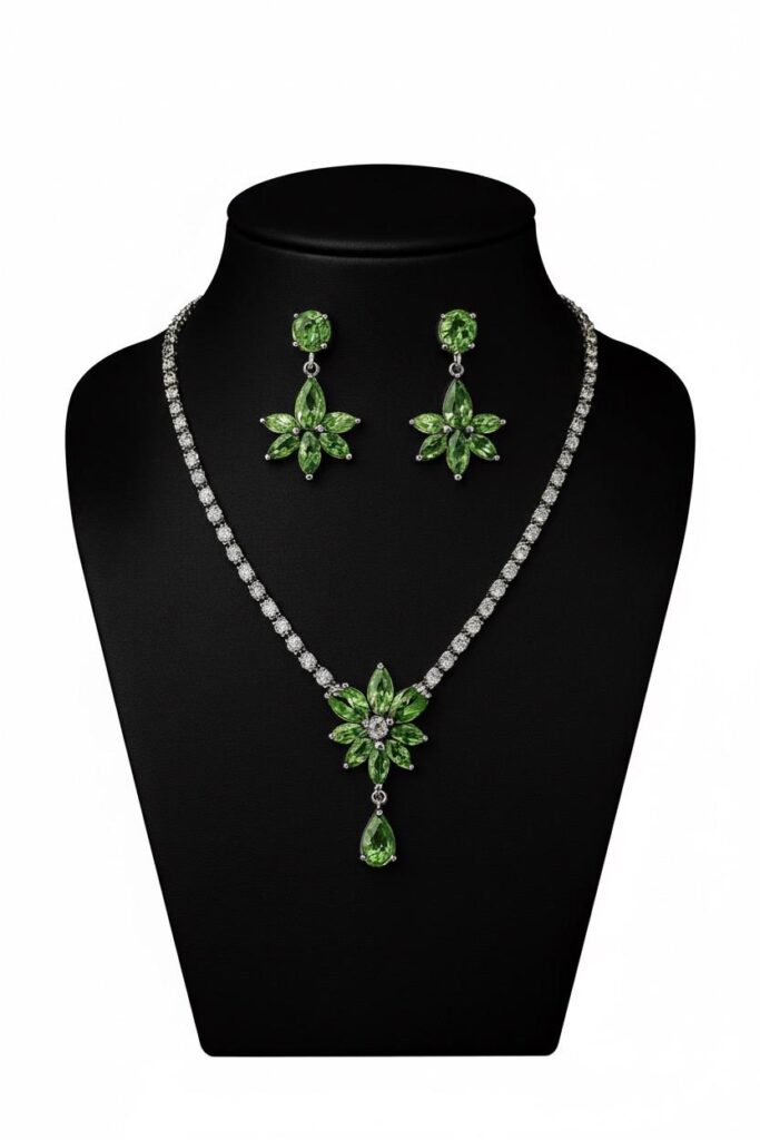 Sapphire Cascade Necklace & Earring Set