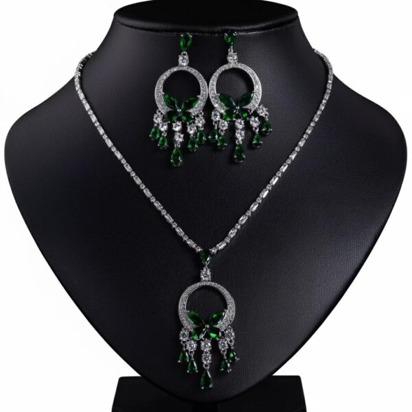 Emerald Whisper Necklace & Earring Set